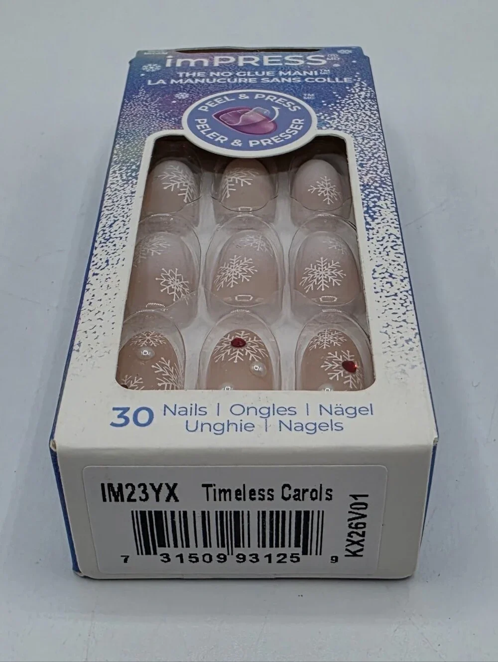 imPRESS Nails Timeless Carols IM23YX Snowflake Jeweled Press On Nails